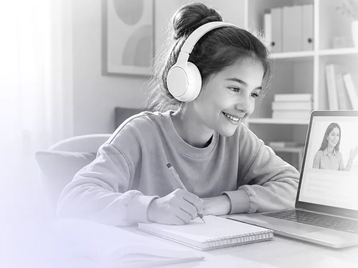 Uczeń podczas lekcji online z tutorem Learnify