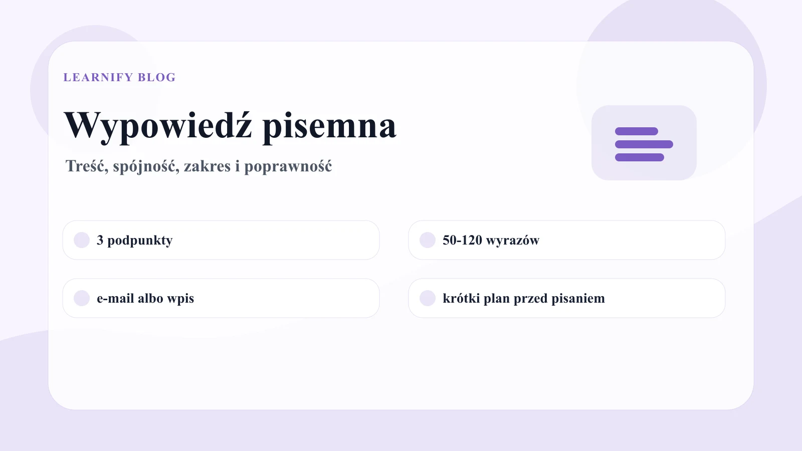 Checklista wypowiedzi pisemnej na egzamin ósmoklasisty z angielskiego